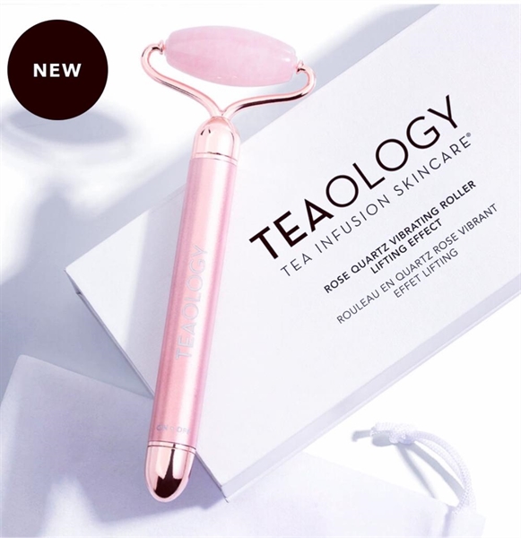 teaology roller vibrante in quarzo rosa effetto lifting